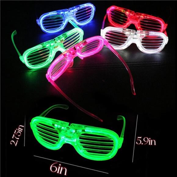 25 Packs LED Glasses 5 Neon Colors glow in the dark party supplies Favor - Picture 3 of 7